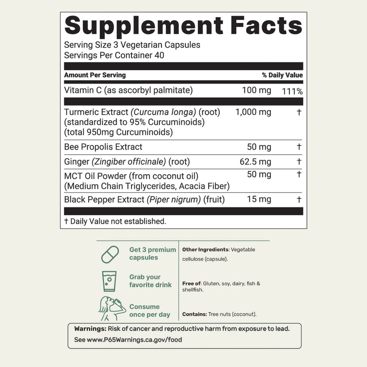 Turmeric Curcumin 1,000mg with Black Pepper & MCT Oil (1 Bottle)